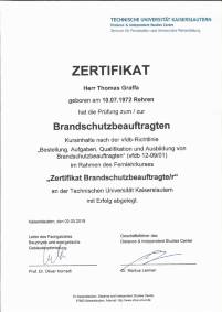 Brandschutzbeauftragter I TU_KL I Zertifikat I Graffa_Thomas I 2019. 03.02_1